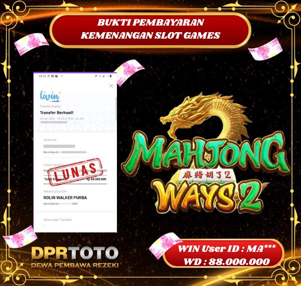 KEMENANGAN BESAR SLOT MAHJONG WAYS 2 Rp 88.000.000 - LUNAS